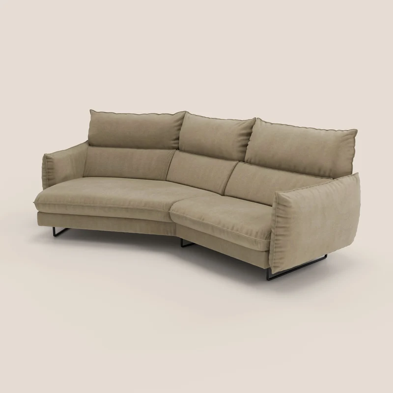 Monamour canapé d'angle au design moderne avec option relax électrique en microfibre détachable imperméable T11 beige