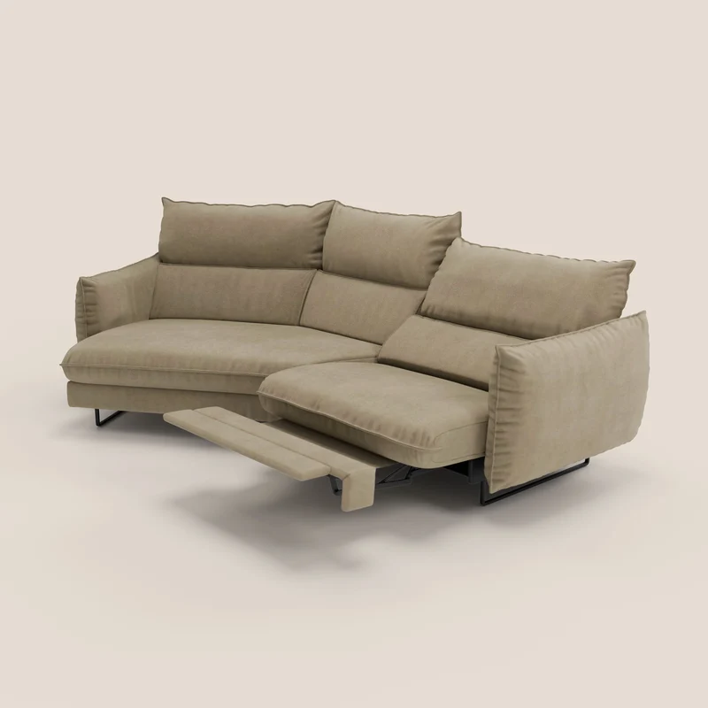 Monamour canapé d'angle au design moderne avec option relax électrique en microfibre détachable imperméable T11 beige