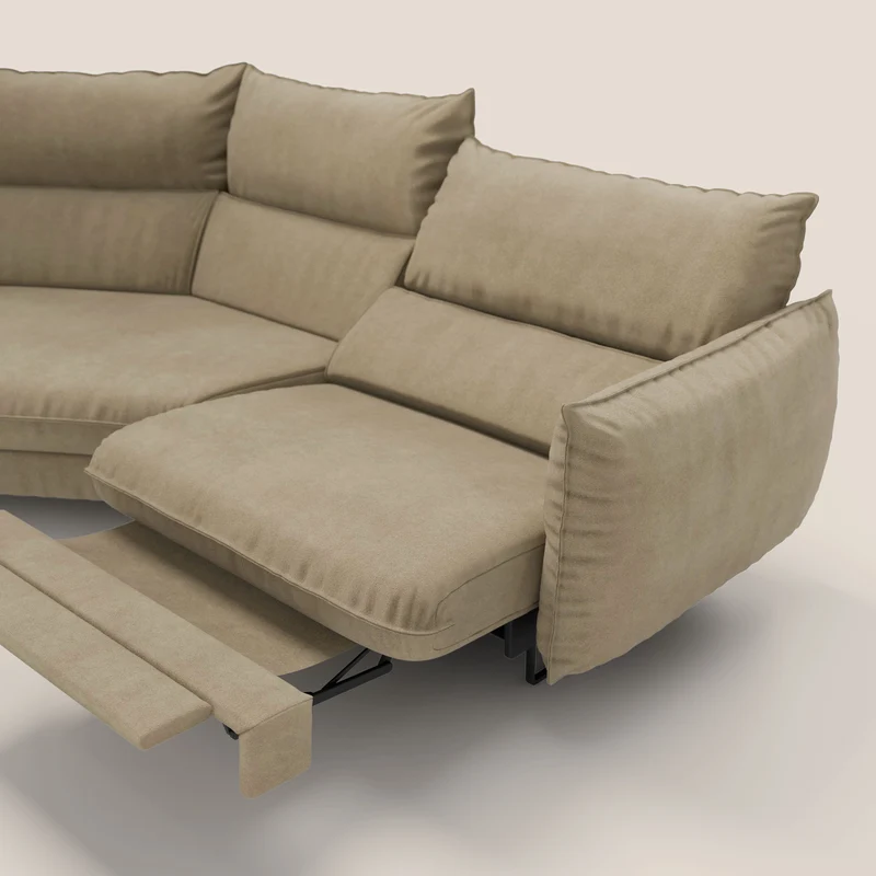 Monamour canapé d'angle au design moderne avec option relax électrique en microfibre détachable imperméable T11 beige