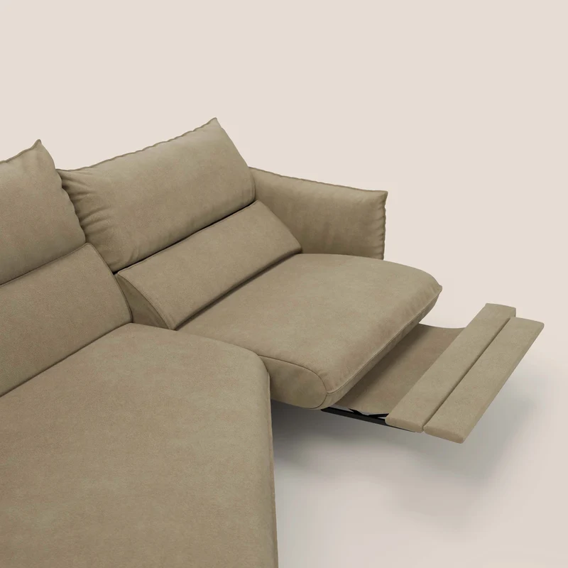Monamour canapé d'angle au design moderne avec option relax électrique en microfibre détachable imperméable T11 beige