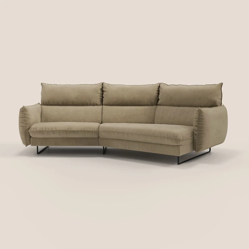 Monamour canapé d'angle au design moderne avec option relax électrique en microfibre détachable imperméable T11 beige