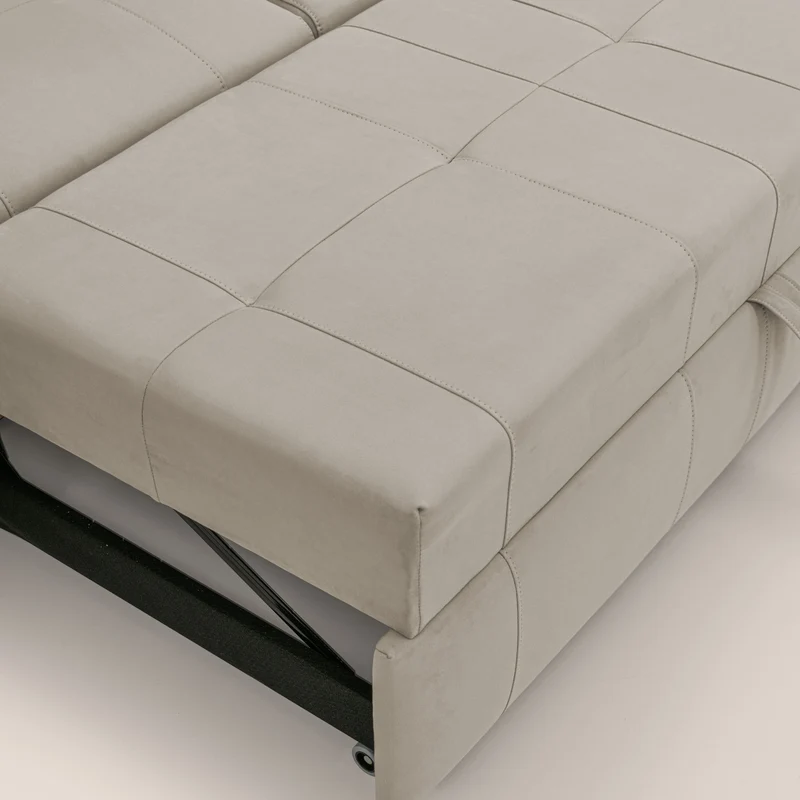 Kronos Canapé d'angle avec extractible et pouf coffre en micorfibre imperméable T11 Taupe tortora