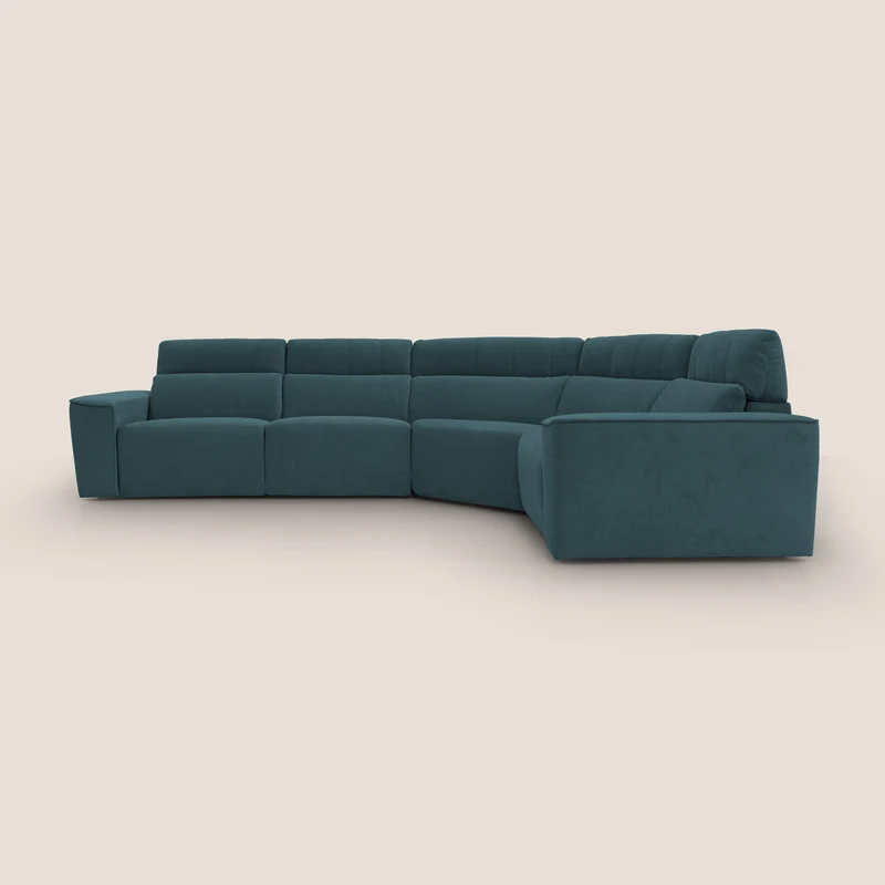 Clark canapé modulable d'angle REVERSIBLE avec option relax électrique en tissu détachable imperméable T17 bleu canard
