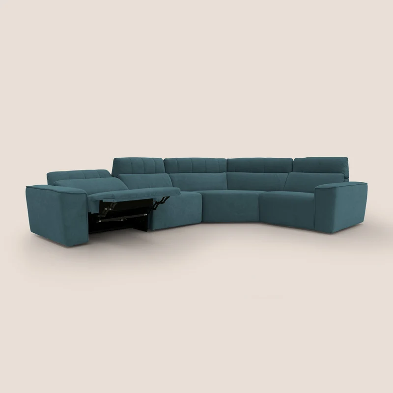 Clark canapé modulable d'angle REVERSIBLE avec option relax électrique en tissu détachable imperméable T17 bleu canard