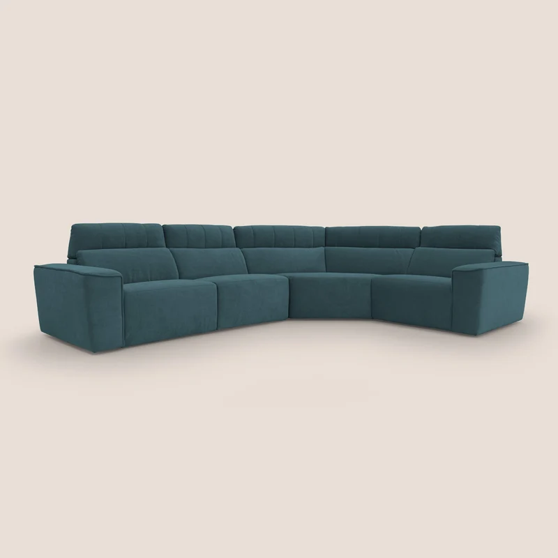 Clark canapé modulable d'angle REVERSIBLE avec option relax électrique en tissu détachable imperméable T17 bleu canard