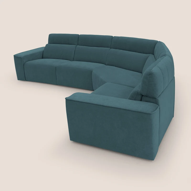 Clark canapé modulable d'angle REVERSIBLE avec option relax électrique en tissu détachable imperméable T17 bleu canard