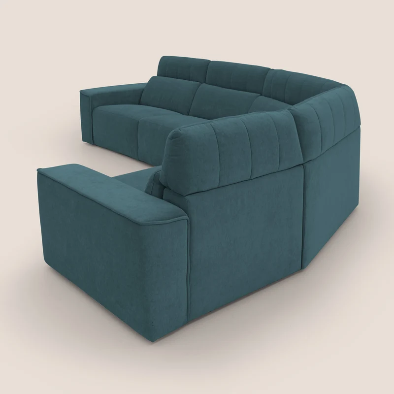 Clark canapé modulable d'angle REVERSIBLE avec option relax électrique en tissu détachable imperméable T17 bleu canard