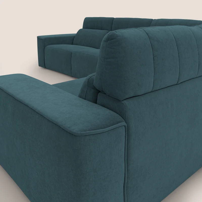 Clark canapé modulable d'angle REVERSIBLE avec option relax électrique en tissu détachable imperméable T17 bleu canard