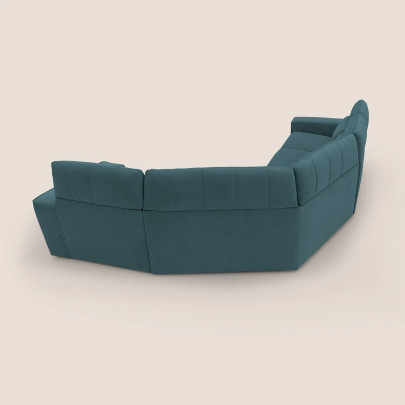 Clark canapé modulable d'angle REVERSIBLE avec option relax électrique en tissu détachable imperméable T17 bleu canard