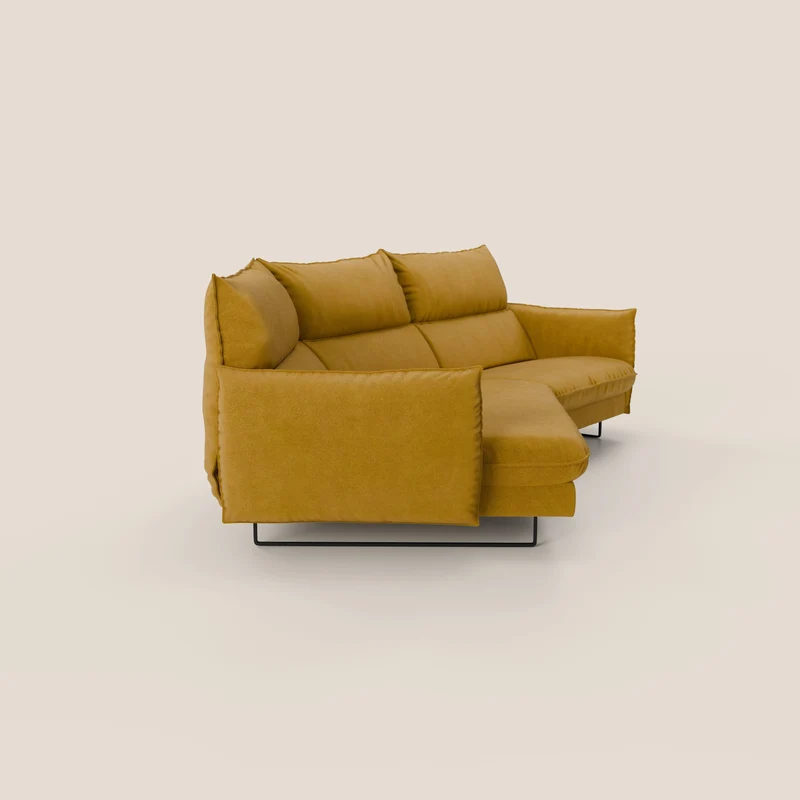Monamour canapé d'angle au design moderne avec option relax électrique en microfibre détachable imperméable T11 jaune