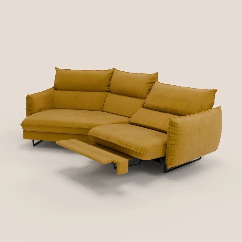 Monamour canapé d'angle au design moderne avec option relax électrique en microfibre détachable imperméable T11 jaune