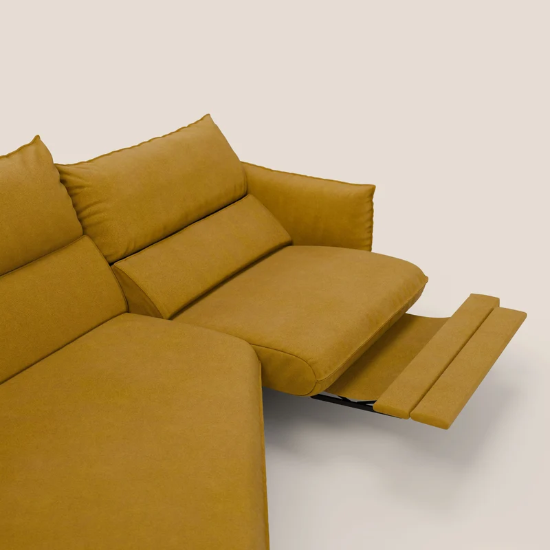 Monamour canapé d'angle au design moderne avec option relax électrique en microfibre détachable imperméable T11 jaune