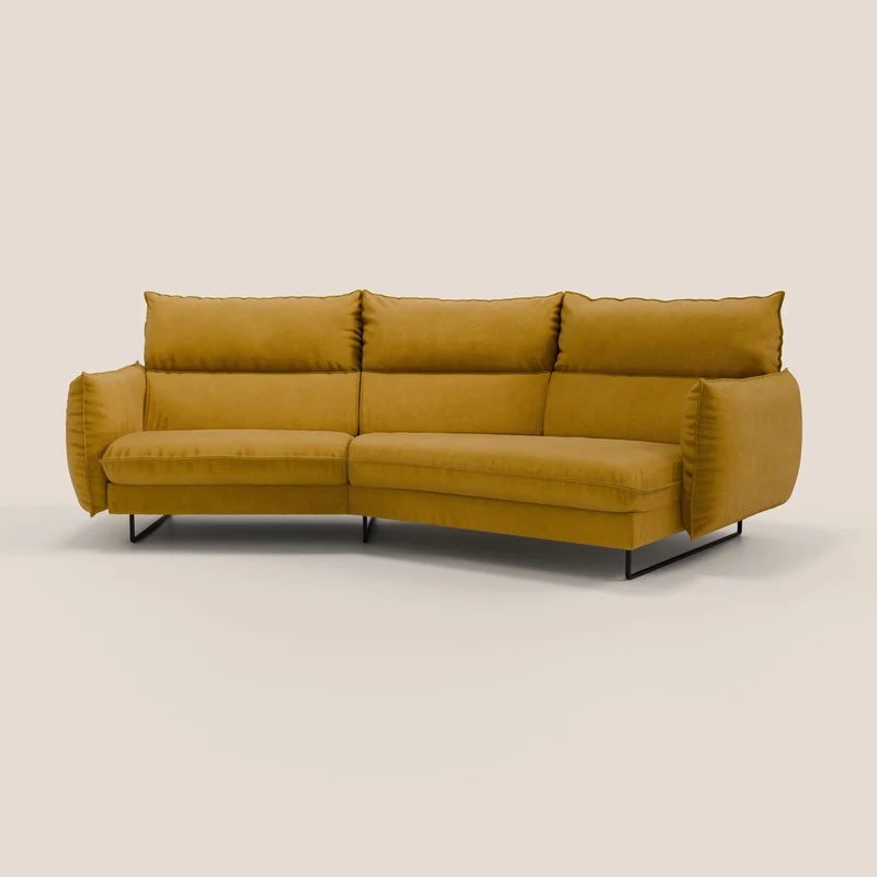 Monamour canapé d'angle au design moderne avec option relax électrique en microfibre détachable imperméable T11 jaune