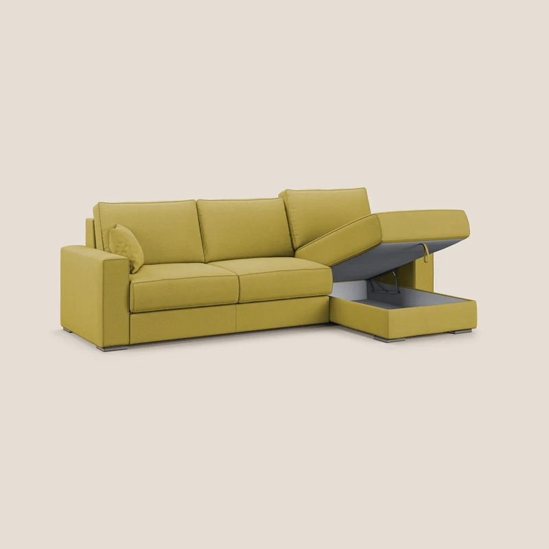 Dream Canapé convertible d'angle en tissu détachable T05 jaune
