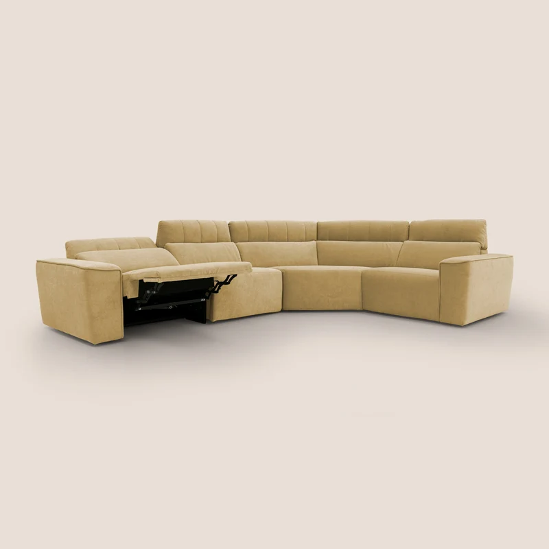 Clark canapé modulable d'angle REVERSIBLE avec option relax électrique en tissu détachable imperméable T17 jaune