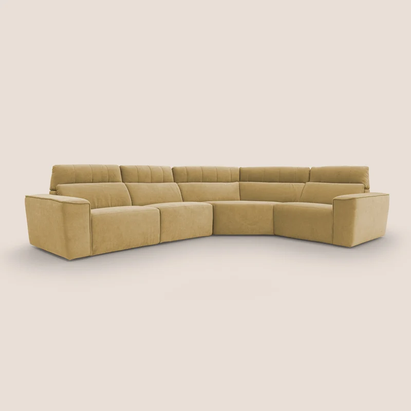 Clark canapé modulable d'angle REVERSIBLE avec option relax électrique en tissu détachable imperméable T17 jaune