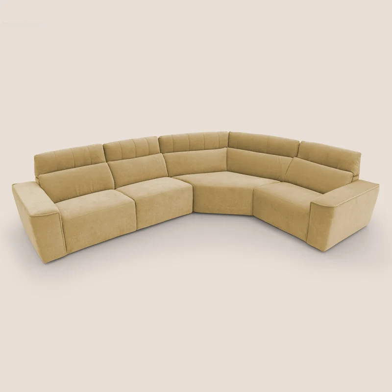 Clark canapé modulable d'angle REVERSIBLE avec option relax électrique en tissu détachable imperméable T17 jaune