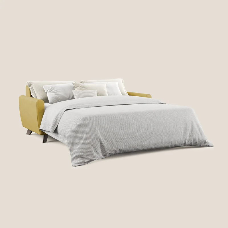 Callisto Canapé lit convertible en tissu doux imperméable T02 jaune