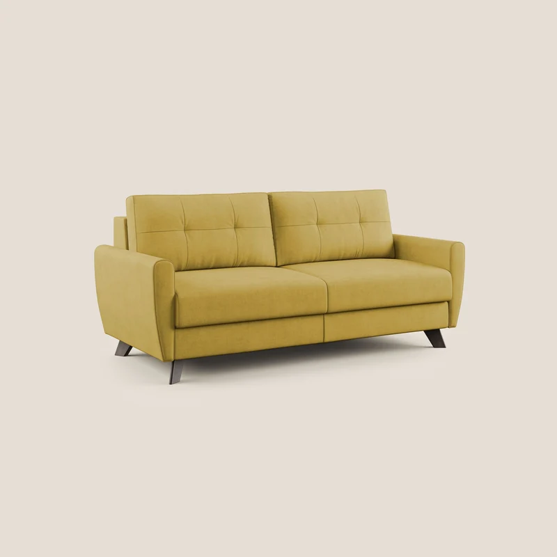 Callisto Canapé lit convertible en tissu doux imperméable T02 jaune