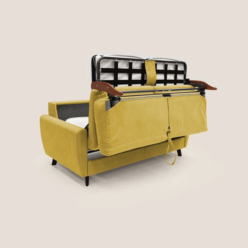 Callisto Canapé lit convertible en tissu doux imperméable T02 jaune