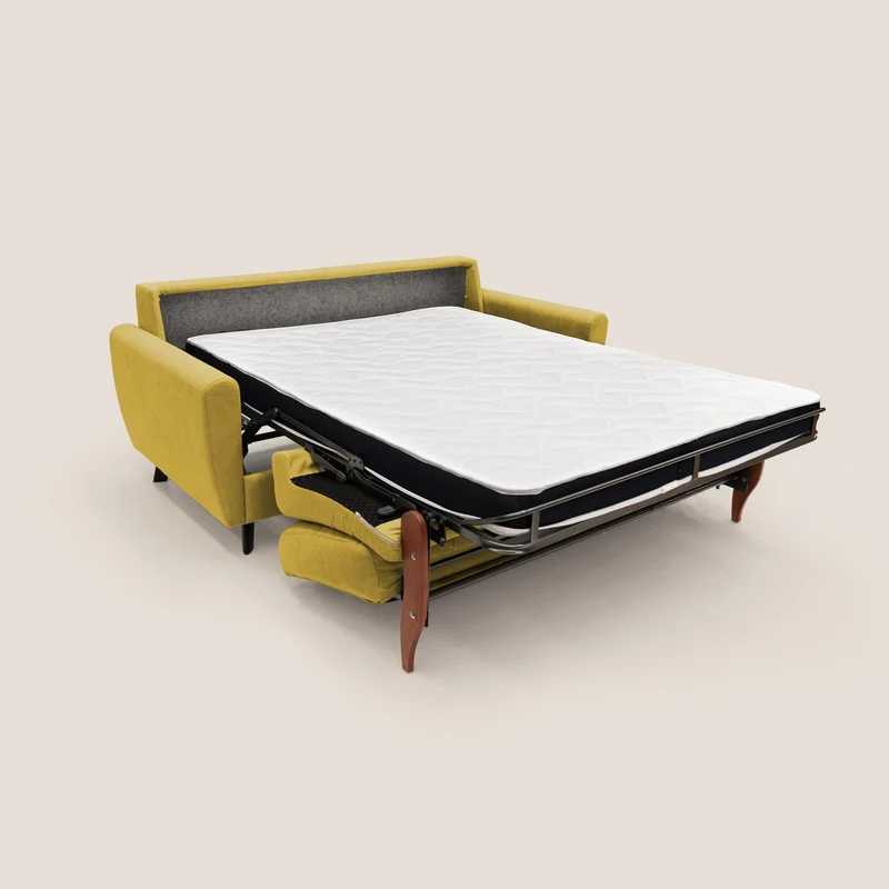 Callisto Canapé lit convertible en tissu doux imperméable T02 jaune