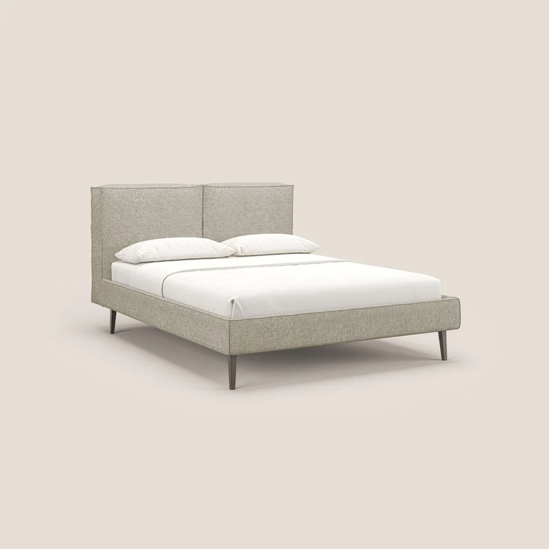 Isotta lit rembourré complètement déhoussable en tissu doux imperméable T10 Taupe tortora