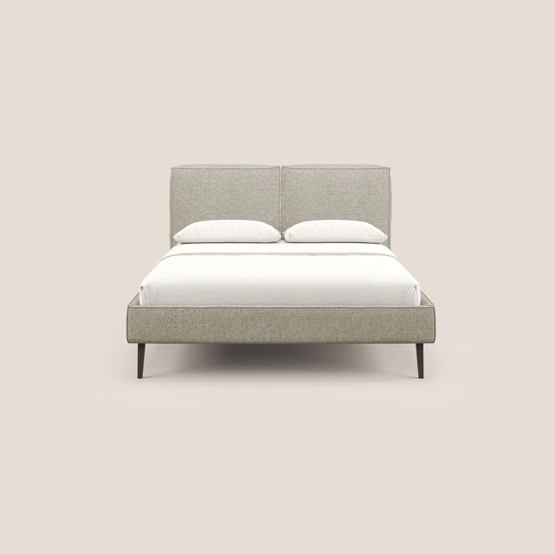 Isotta lit rembourré complètement déhoussable en tissu doux imperméable T10 Taupe tortora