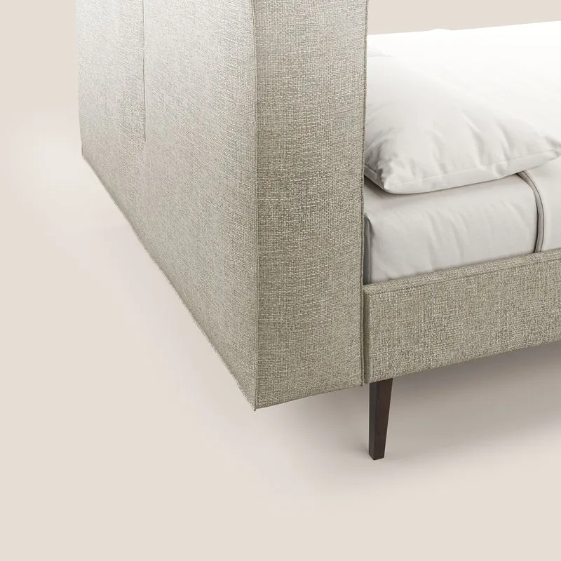 Isotta lit rembourré complètement déhoussable en tissu doux imperméable T10 Taupe tortora