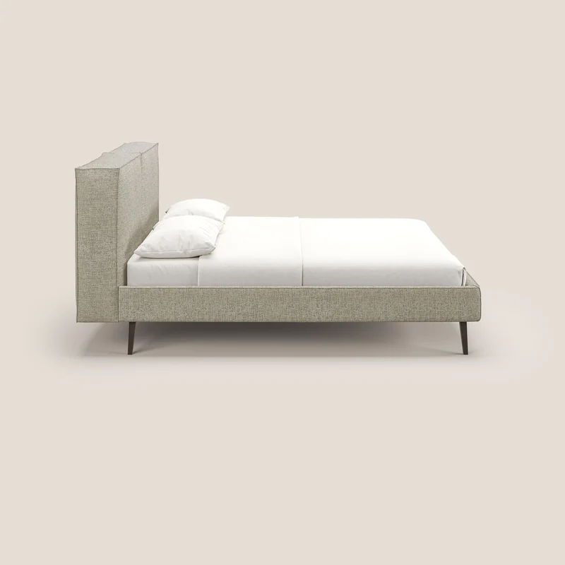 Isotta lit rembourré complètement déhoussable en tissu doux imperméable T10 Taupe tortora