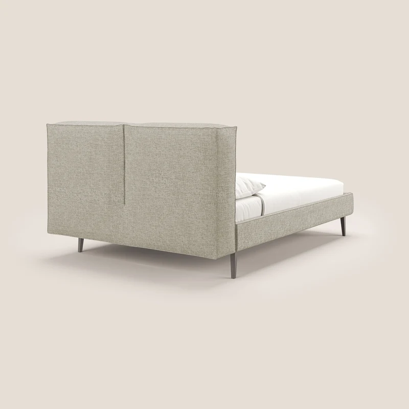 Isotta lit rembourré complètement déhoussable en tissu doux imperméable T10 Taupe tortora