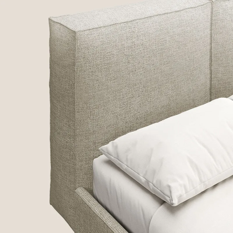 Isotta lit rembourré complètement déhoussable en tissu doux imperméable T10 Taupe tortora