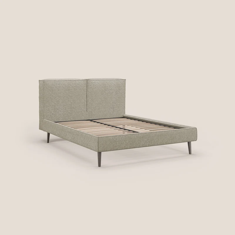 Isotta lit rembourré complètement déhoussable en tissu doux imperméable T10 Taupe tortora