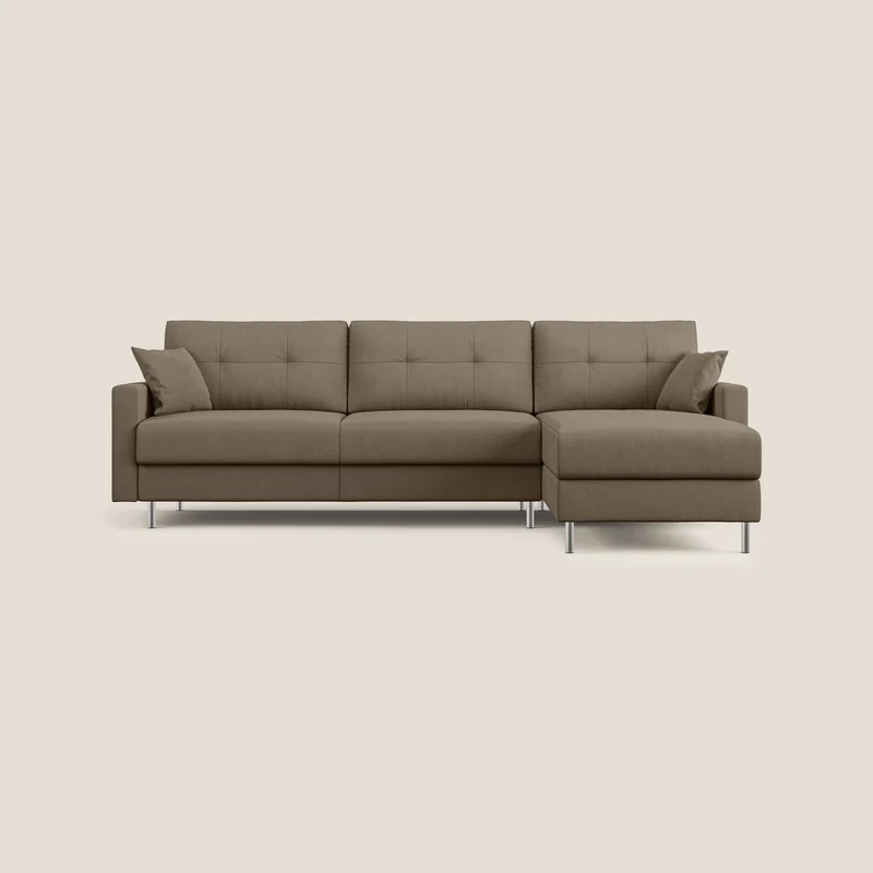 Megan canapé d'angle convertible en microfibre détachable T11 marron