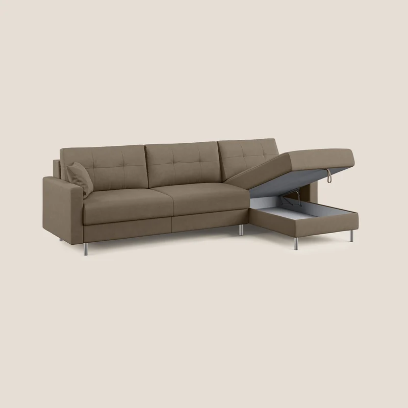 Megan canapé d'angle convertible en microfibre détachable T11 marron
