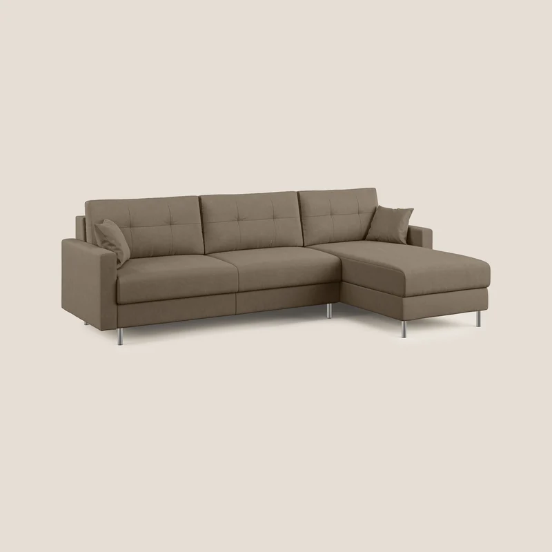 Megan canapé d'angle convertible en microfibre détachable T11 marron