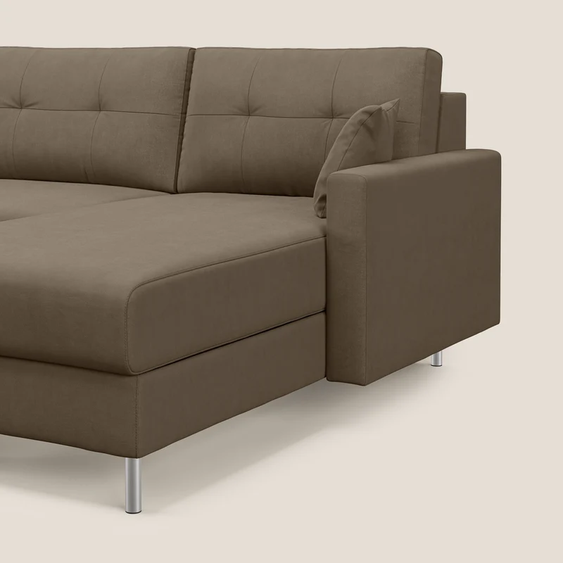 Megan canapé d'angle convertible en microfibre détachable T11 marron