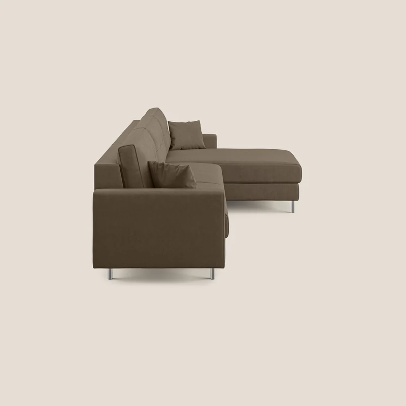 Megan canapé d'angle convertible en microfibre détachable T11 marron
