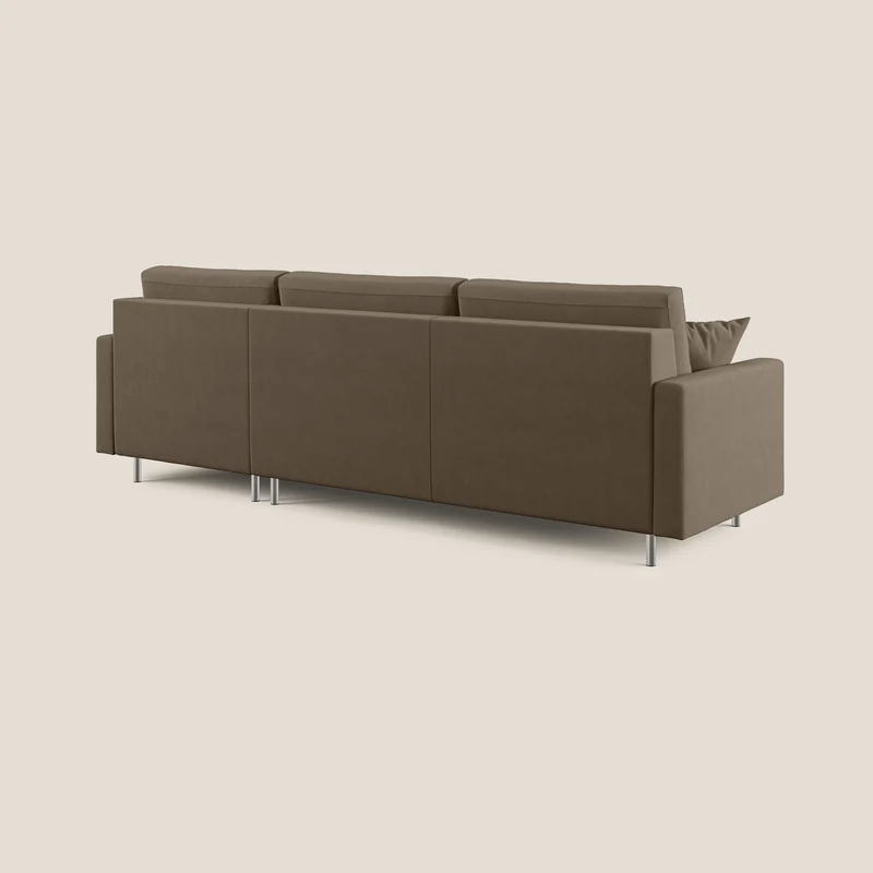 Megan canapé d'angle convertible en microfibre détachable T11 marron
