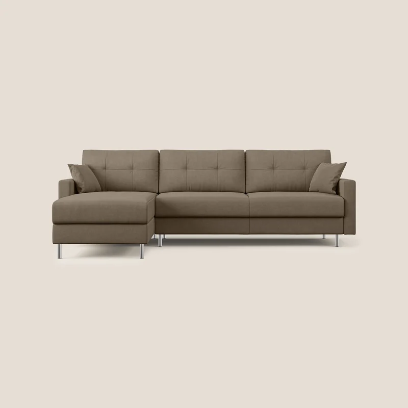 Megan canapé d'angle convertible en microfibre détachable T11 marron