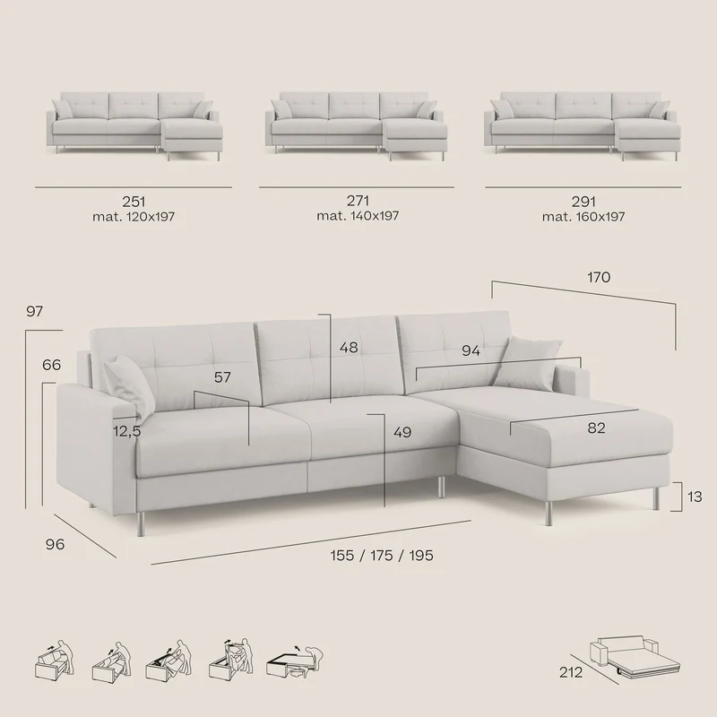 Megan canapé d'angle convertible en microfibre détachable T11 marron