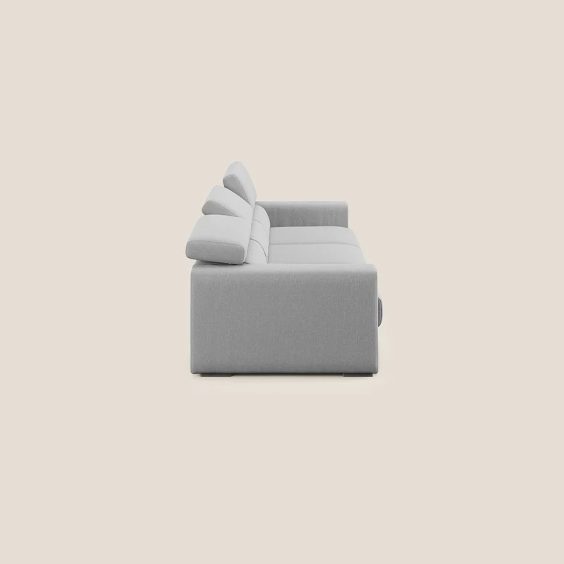 Dylan canapé avec pouf extractible à 3 assises en tissu effet coton imperméable T13 gris