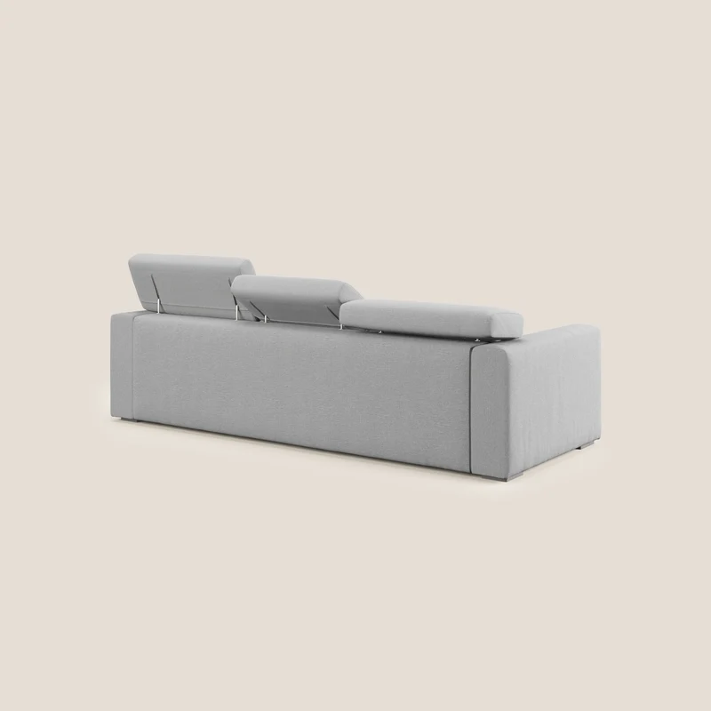 Dylan canapé avec pouf extractible à 3 assises en tissu effet coton imperméable T13 gris