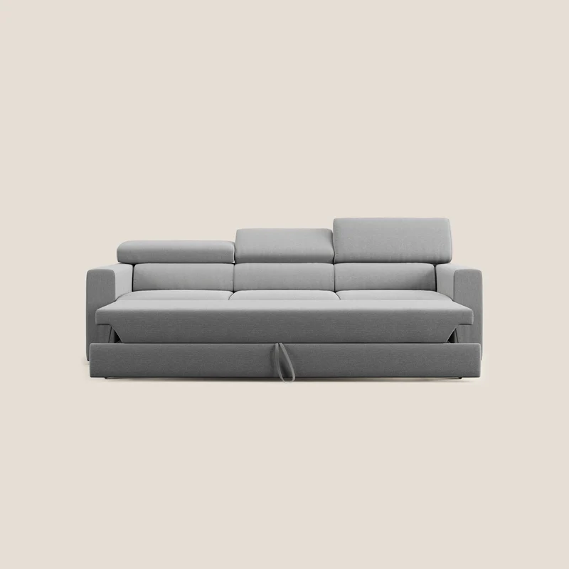 Dylan canapé avec pouf extractible à 3 assises en tissu effet coton imperméable T13 gris