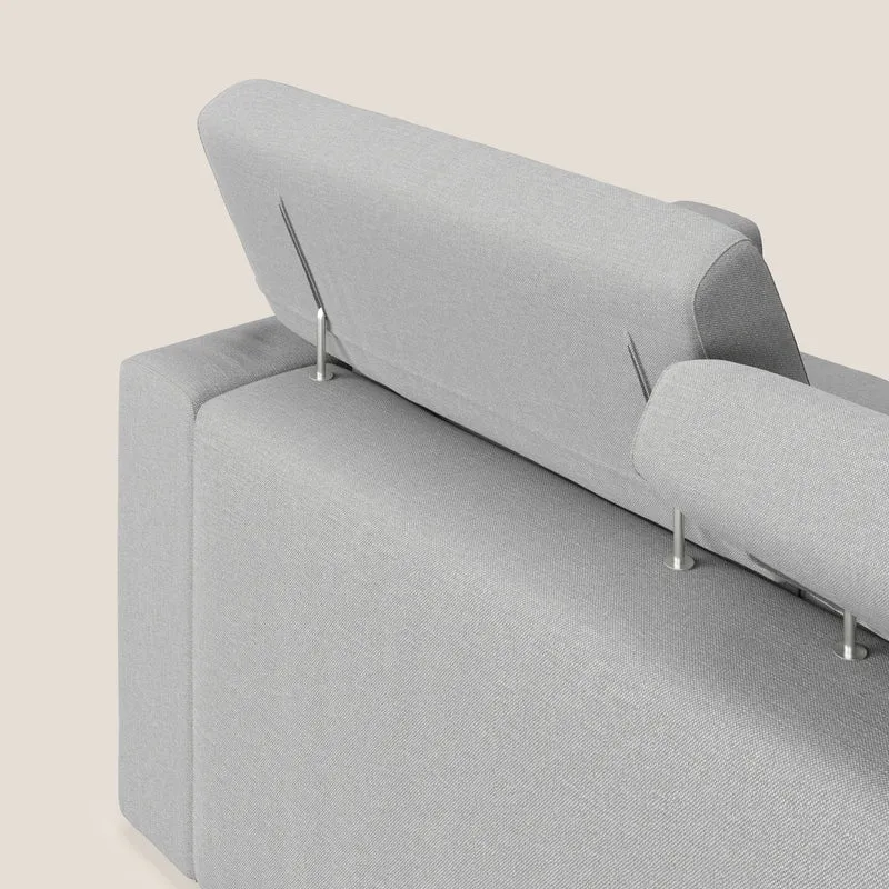 Dylan canapé avec pouf extractible à 3 assises en tissu effet coton imperméable T13 gris