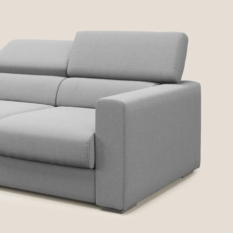 Dylan canapé avec pouf extractible à 3 assises en tissu effet coton imperméable T13 gris