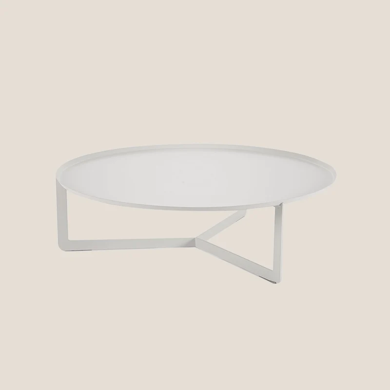 Round Table basse ronde de salon en métal h23 cm blanc