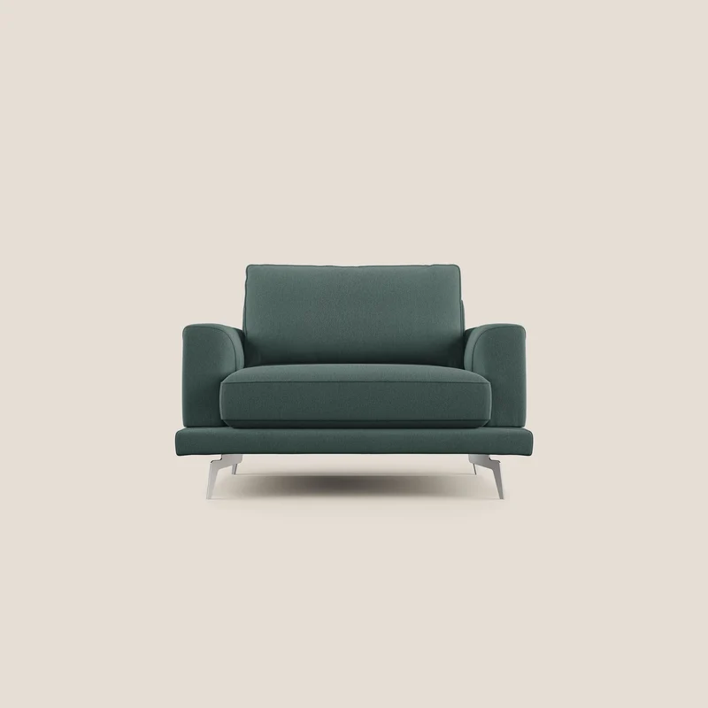 Dorian fauteuil moderne en tissu doux anti-tache T05 vert
