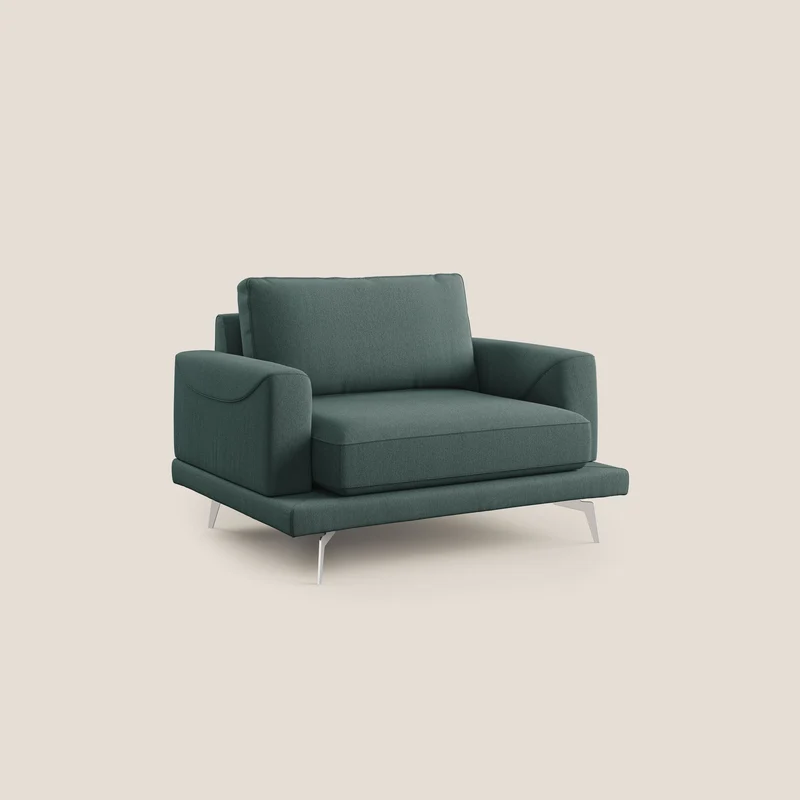 Dorian fauteuil moderne en tissu doux anti-tache T05 vert