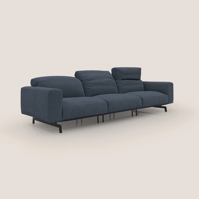 Sakura canapé modulaire 3 places en tissu flammé doux et imperméable T14 bleu