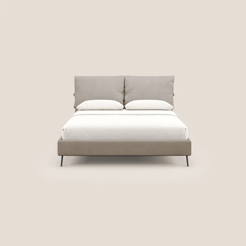 Artemisia lit rembourré avec pieds hauts déhoussable en tissu détachable T17 beige
